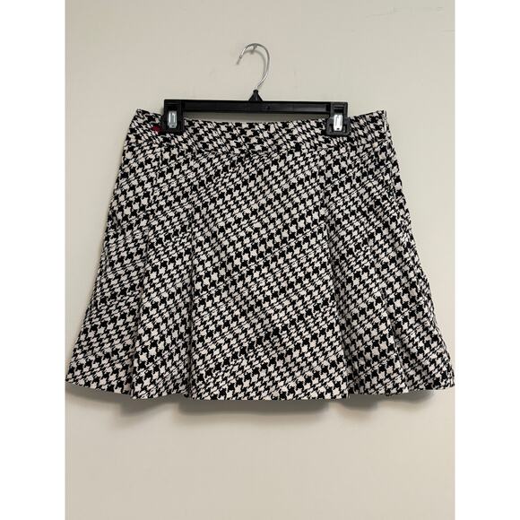 Liz Golf Claiborne Skort Pleated Pockets Black White Houndstooth Alabama - Picture 1 of 7